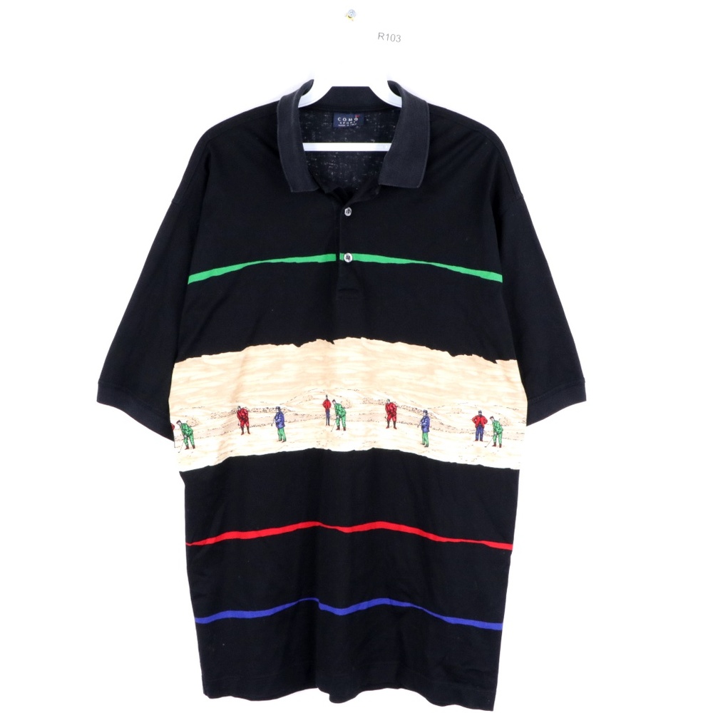 90s Streetwear Mens XL Golf Print Polo Shirt Italy
